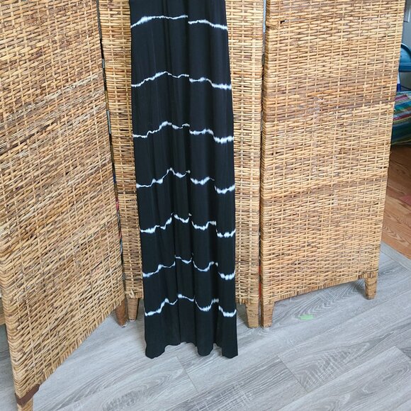 Young Fabulous & Broke Maxi Dress Women L Boho Chic Tie Dye Black & White Halter - Picture 2 of 10